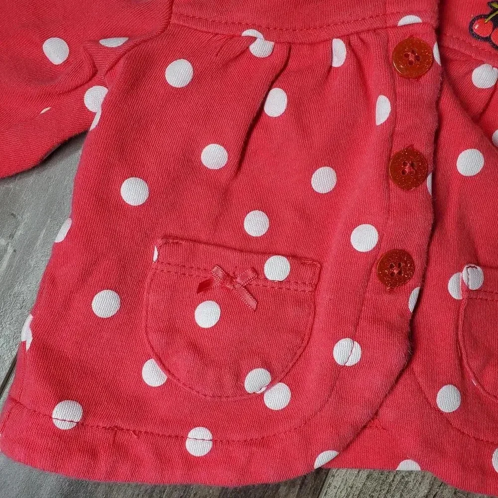 Carter's 100% Cotton Hooded Baby Girl's Pink and White Polka Dot Jacket Size 3M